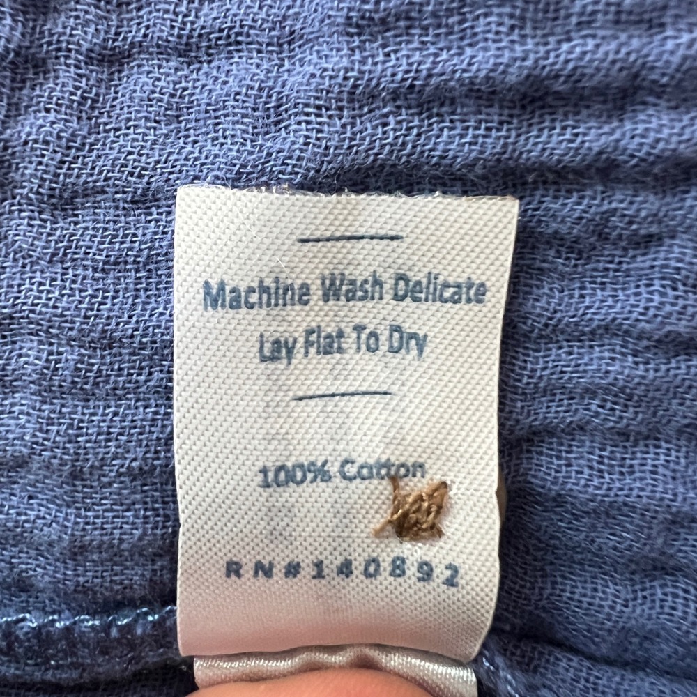 910 |Marine Layer Double Gauze Tiered Button Front Boho Midi Dress Blue Womens M - Picture 6 of 10